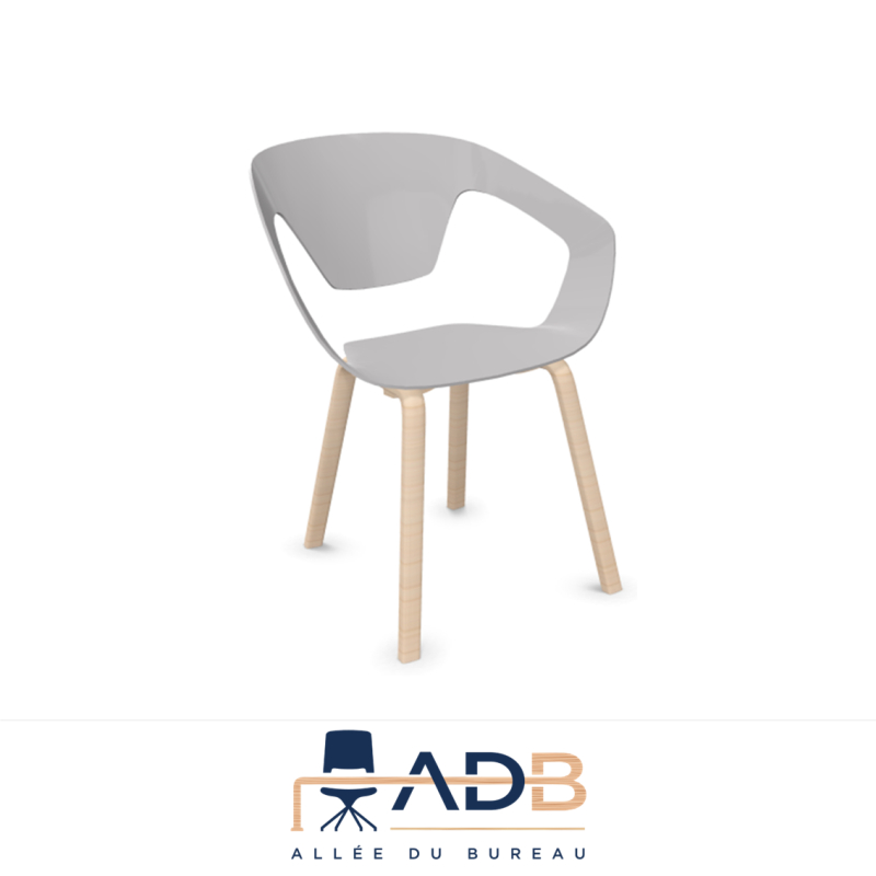 LOT DE 4 FAUTEUILS LINER EN PVC - PIEDS BOIS